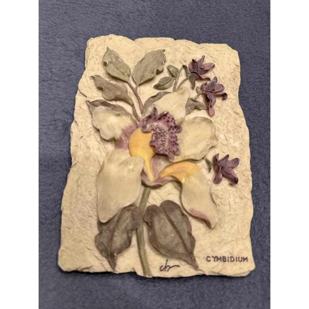 Set 4 Vintage Cherri Blum Wall Plaques Art 3D Floral Tiles Cynara Protea Ginger - Picture 4 of 13